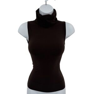 Spanx On Top And In Control Sleeveless Turtleneck Dark Brown Shaping Top Size XL